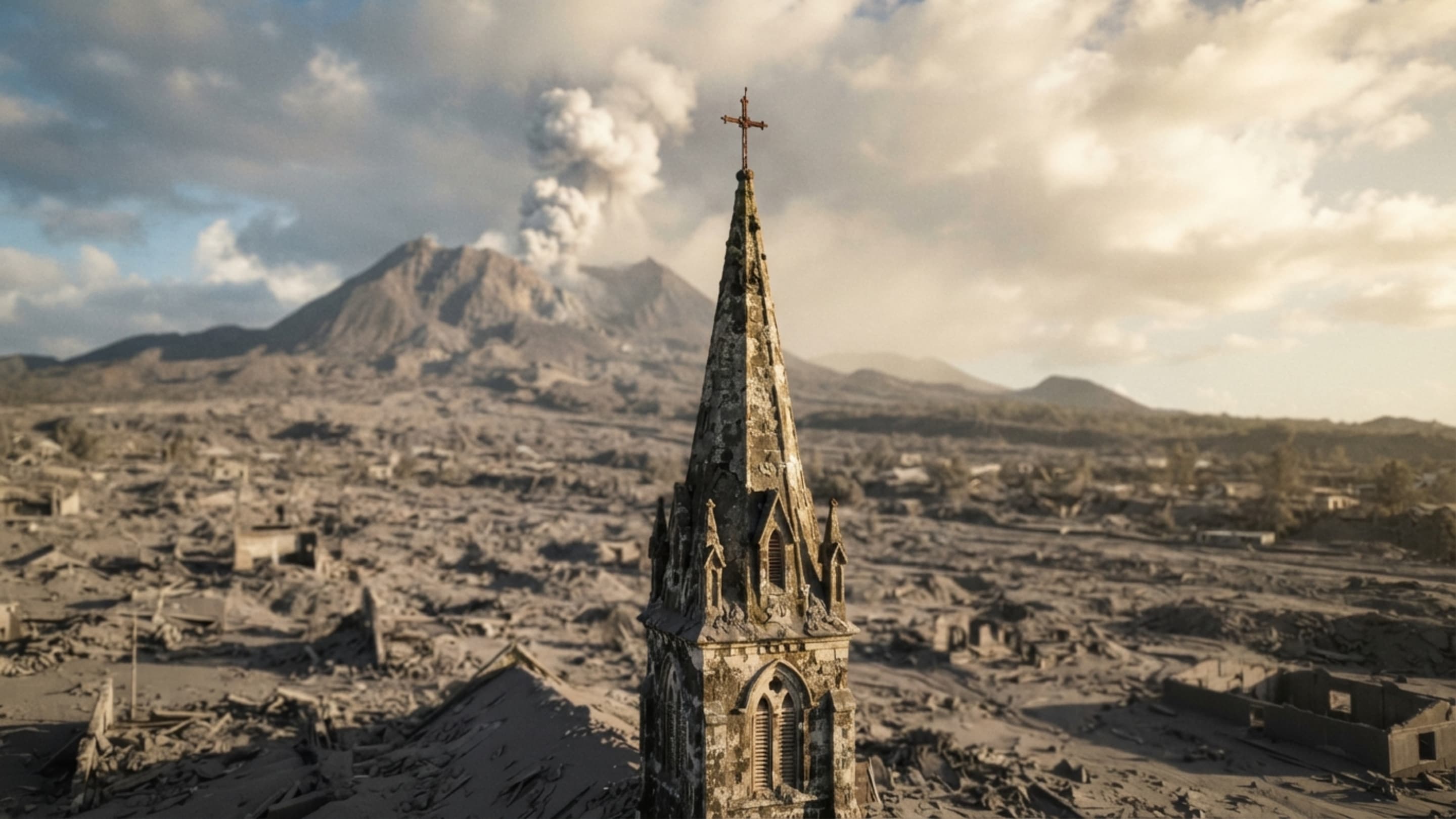 Capital caribenha de Montserrat permanece soterrada por cinzas vulcânicas desde a década de 1990